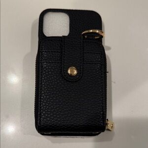 Black Leather Phone Case with Card Holder